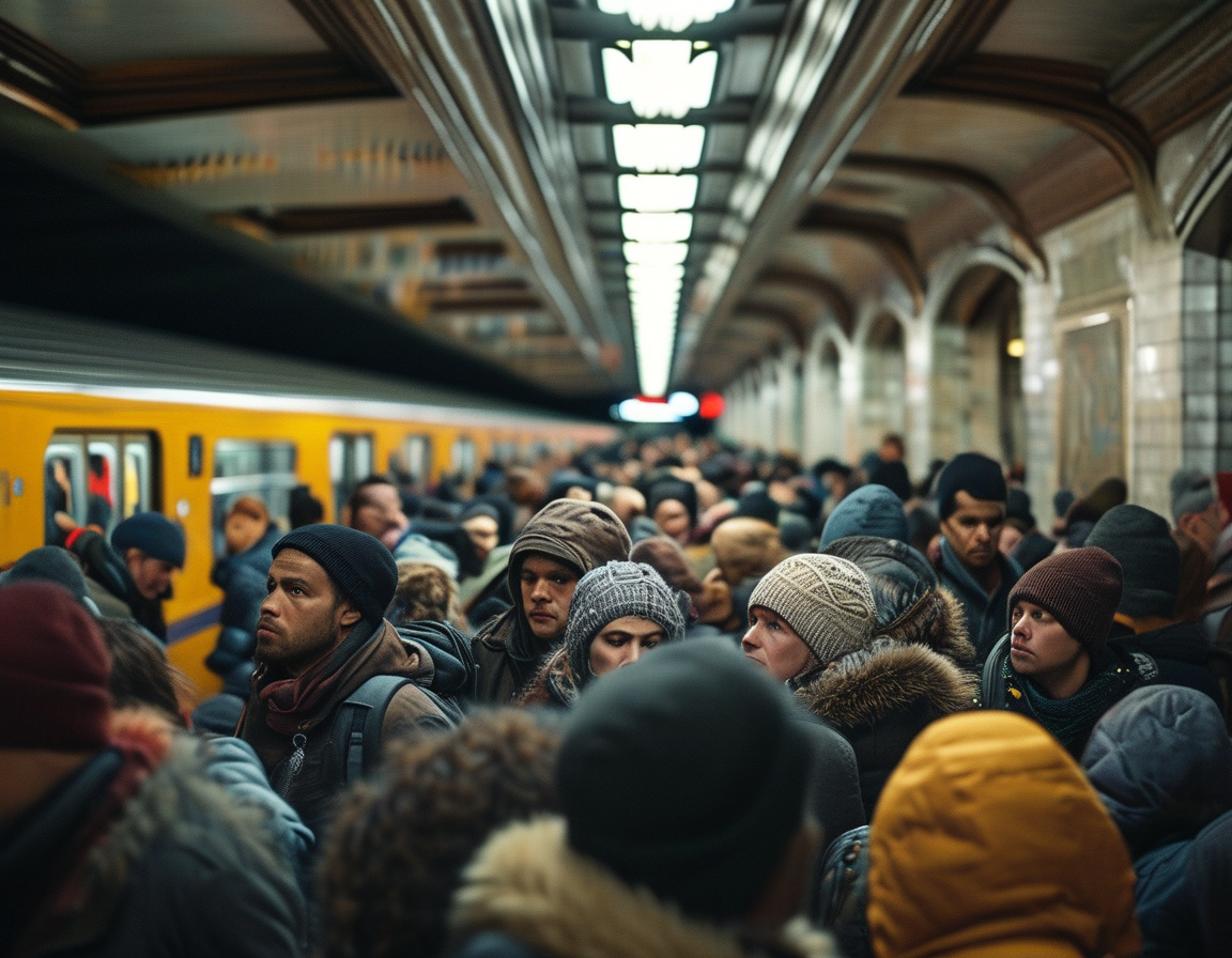 Emergency responders assisting a victim at a subway station, illustrating the rapid reaction necessary in the aftermath of a violent event. The scene captures the urgency and chaos surrounding public safety during commuting hours.