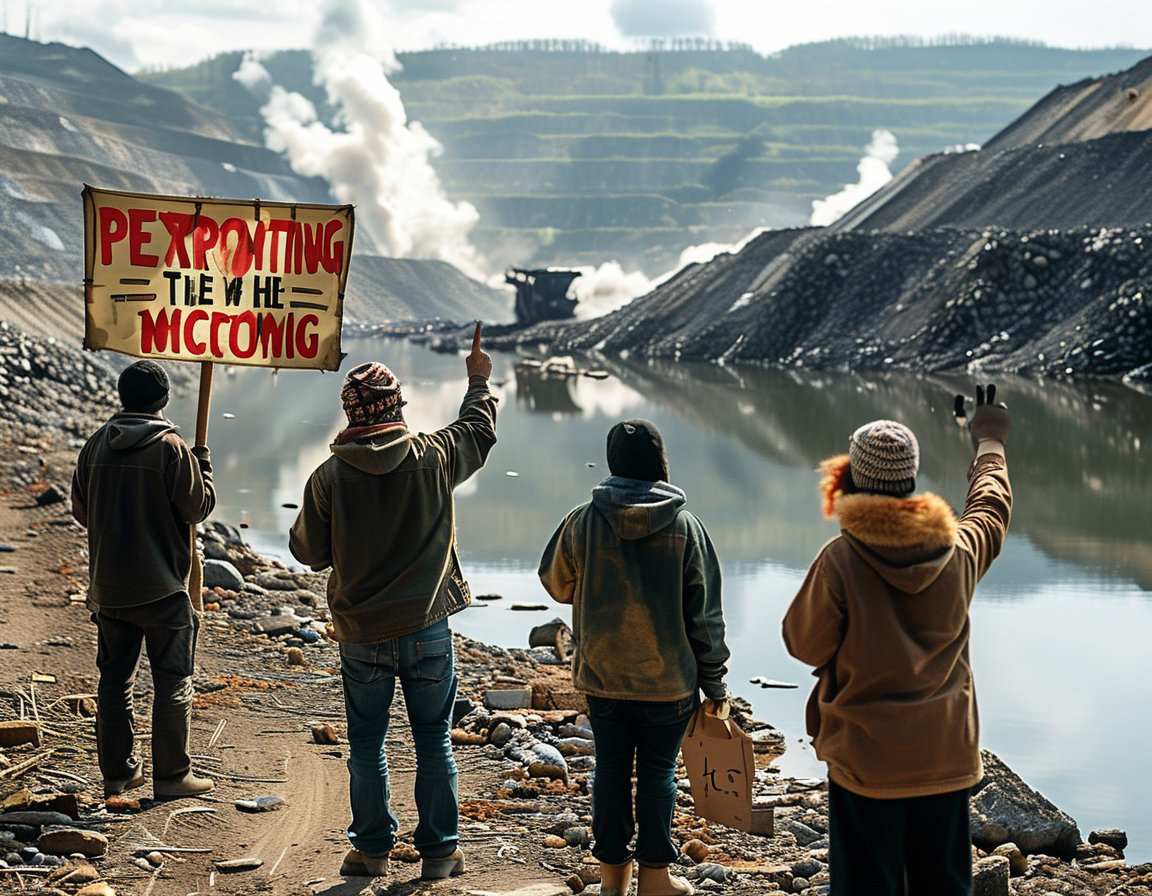 Activists, including Vidalina Morales, speaking to a crowd at a rally, emphasizing the importance of clean water and the threat of mining to their health and livelihoods.