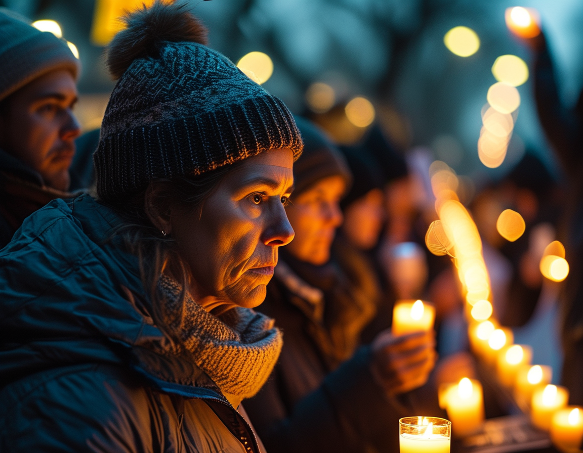 A close-up of a football helmet decorated with flowers and candles at a memorial site, symbolizing the life and legacy of Tiger Bech in the world of sports and beyond.