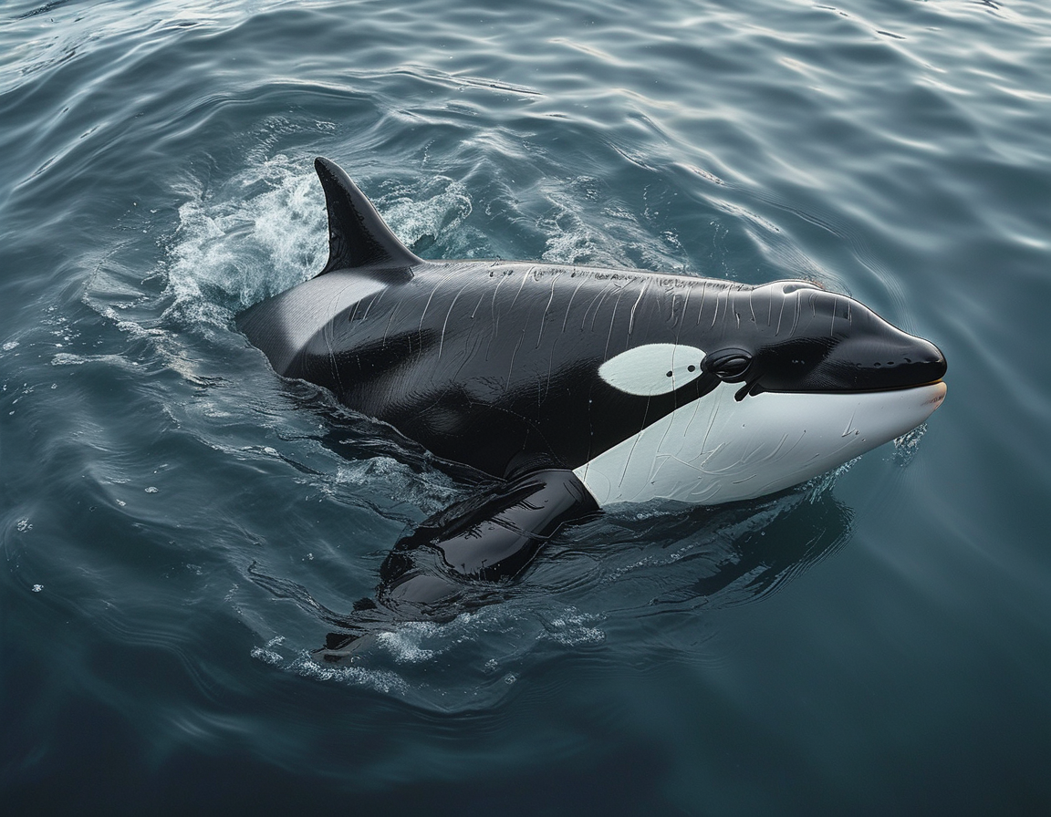 An aerial view of the Puget Sound waters where the orcas swim, illustrating the natural habitat they fight to survive within amidst ecological challenges.