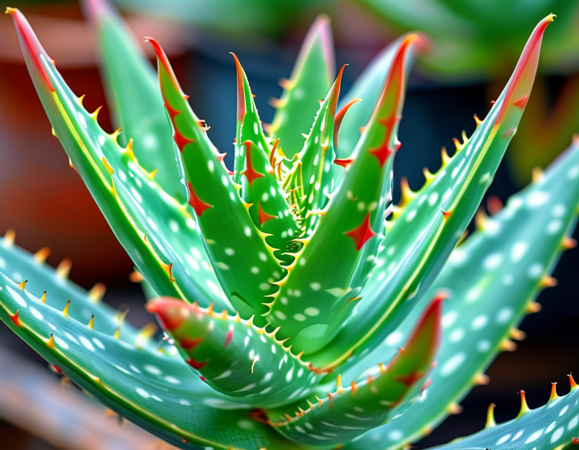 An image of a fresh Aloe Vera plant with its succulent leaves, showcasing its natural and vibrant green color, symbolizing health, beauty, and wellness.