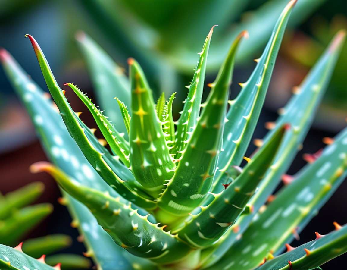 A glass of Aloe Vera juice placed on a kitchen counter, with a backdrop of fresh Aloe leaves, representing its digestive and health benefits.