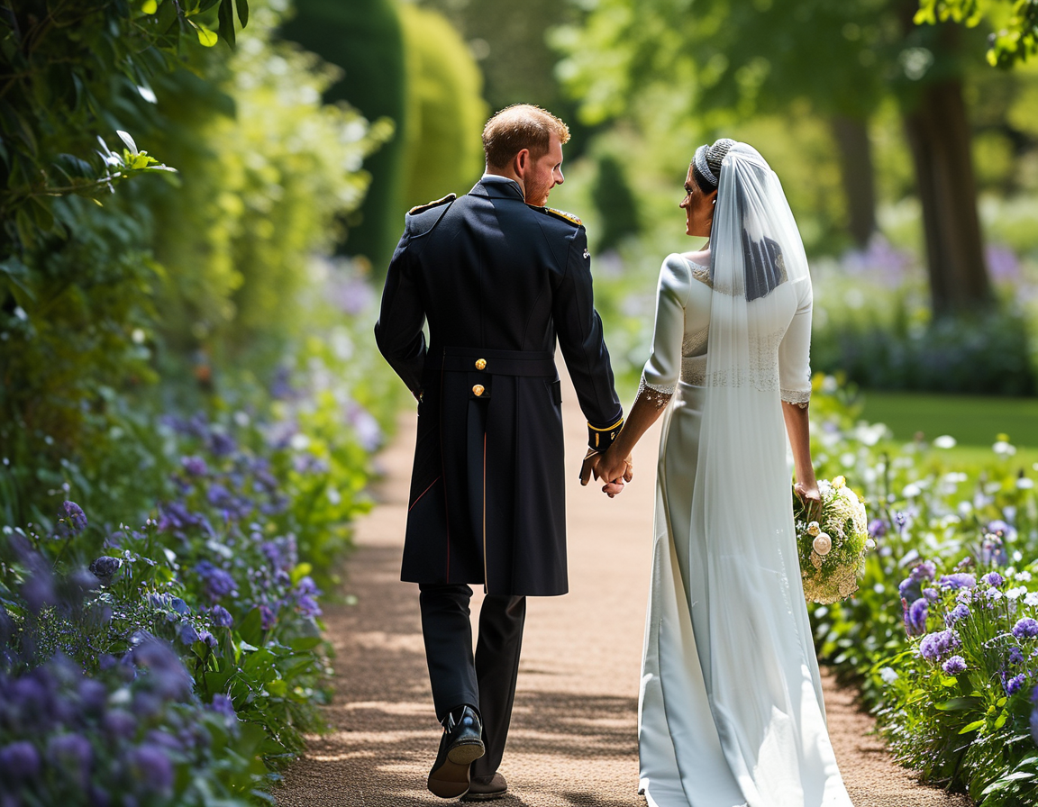 A cozy kitchen scene depicting an engagement moment, with Prince Harry and Meghan sharing a sincere embrace, representing their intimate bond and the beginning of their royal journey together.