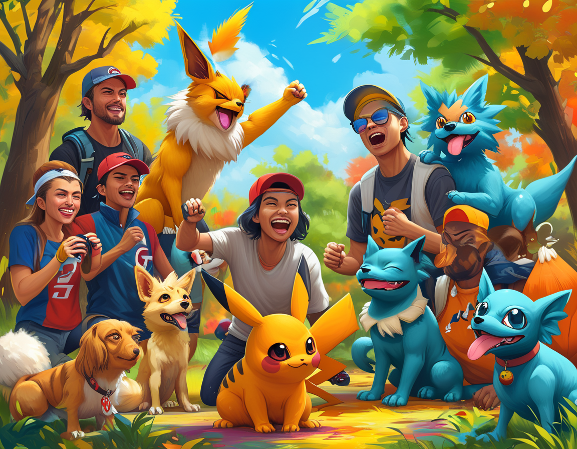 An action-packed scene depicting trainers making nice throws with their Pokéballs, surrounded by a dazzling array of Pokémon, showcasing the excitement of the Fidough Fetch event.