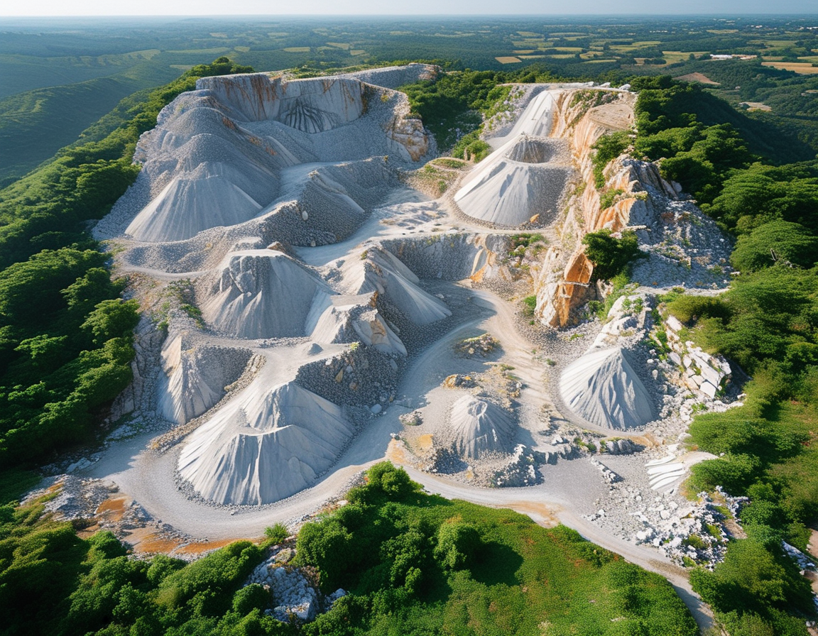 Researchers observing and documenting the dinosaur tracks in the quarry, utilizing modern technology such as drones to create detailed 3D models of the ancient footprints.