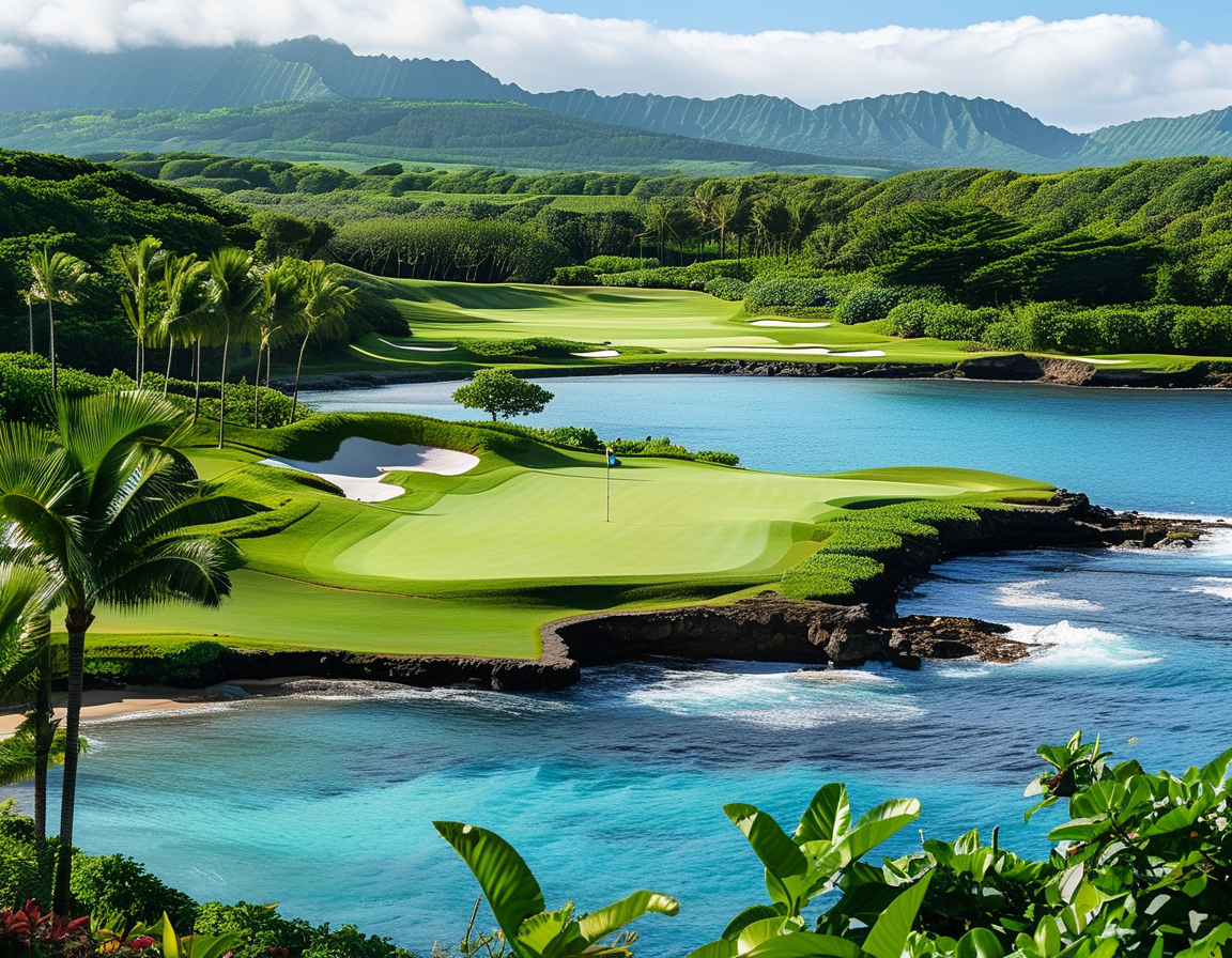 Collin Morikawa celebrating after making a birdie, with vibrant golf fans and the scenic Kapalua backdrop, capturing the excitement of the tournament atmosphere.