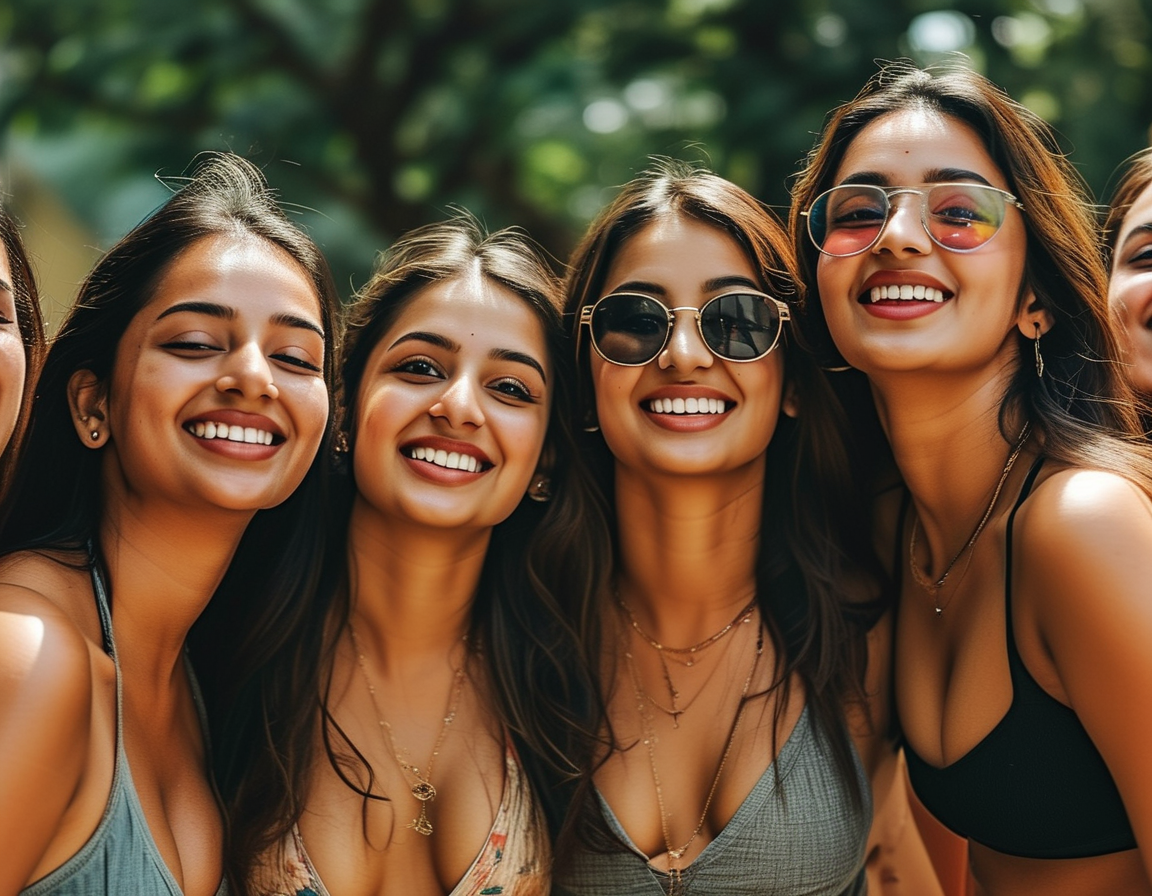 An artistic representation of curvy silhouettes against a vibrant background, symbolizing the diverse beauty of Indian women and cultural heritage.