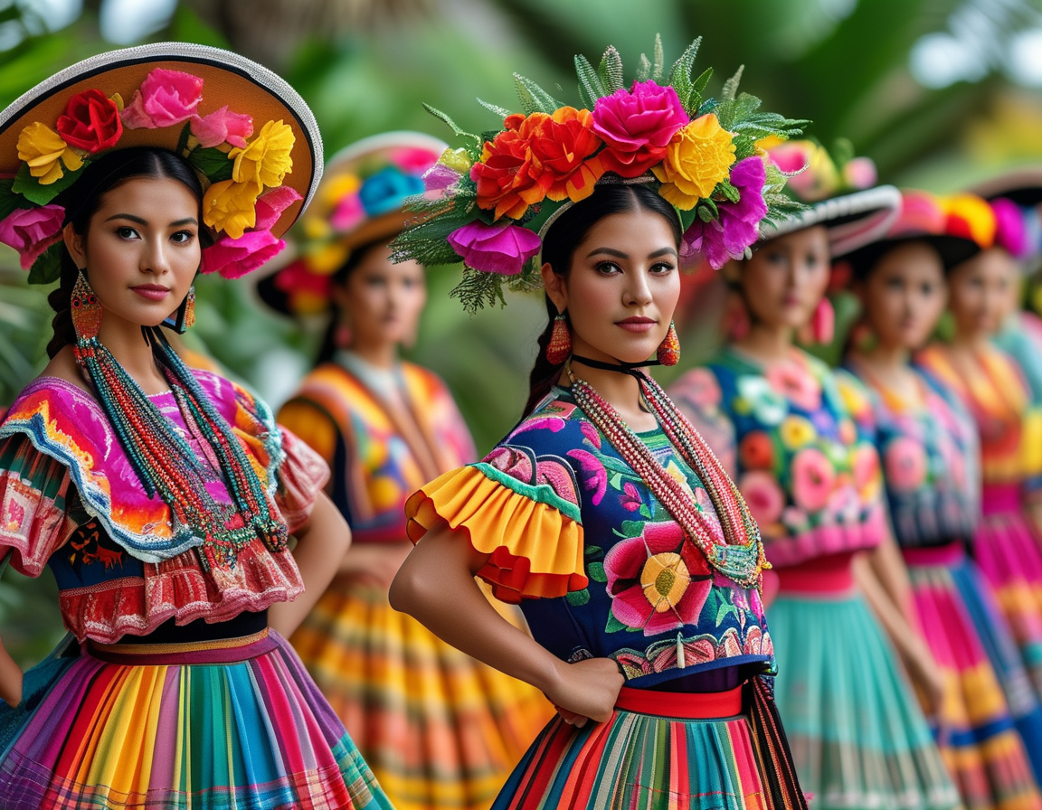 A group of young aspiring models inspired by successful Mexican models, participating in a community workshop, embodying hope and ambition.