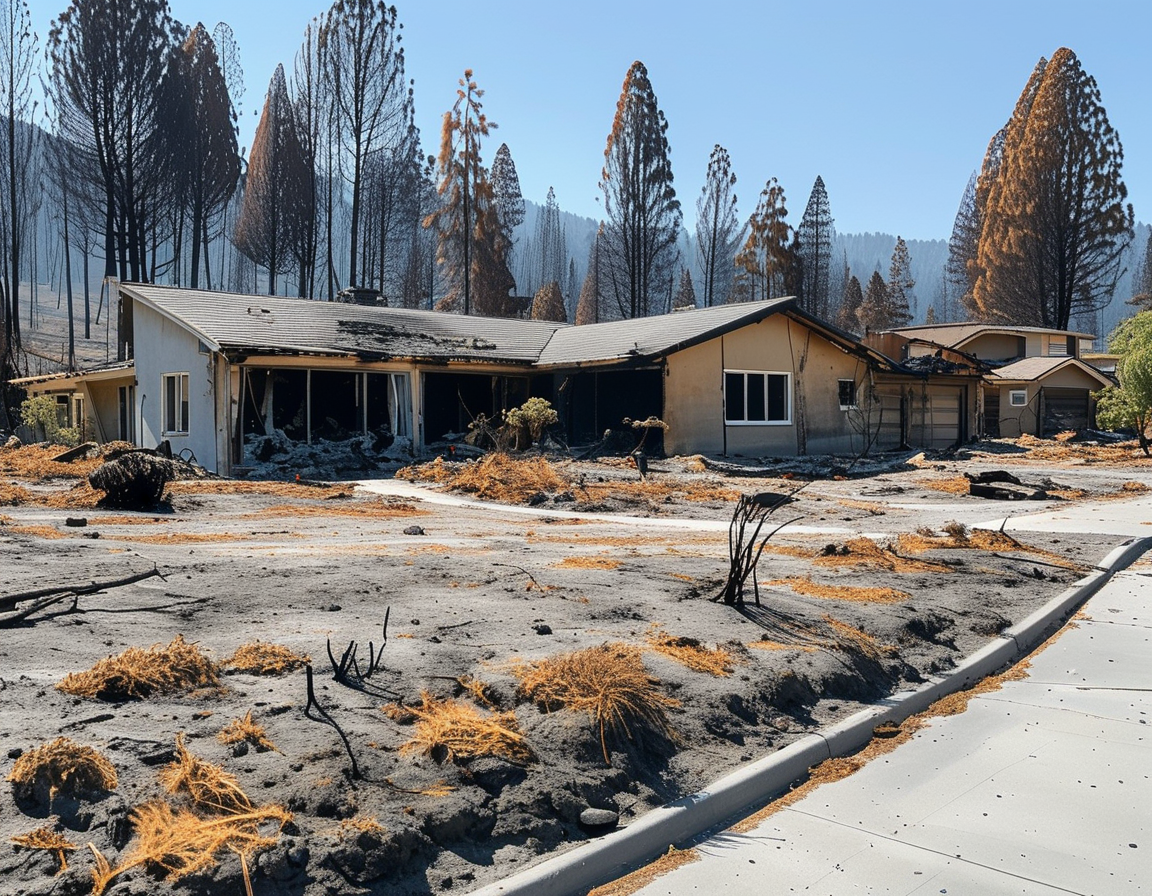 A close-up of a homeowner documenting damage and expenses after a wildfire, highlighting the importance of meticulous record-keeping for insurance claims.