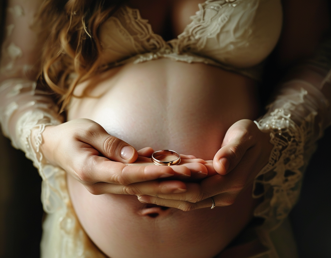 An emotional moment showing a baby crib with an empty frame holding a picture of a father, representing the bittersweet nature of motherhood after loss.