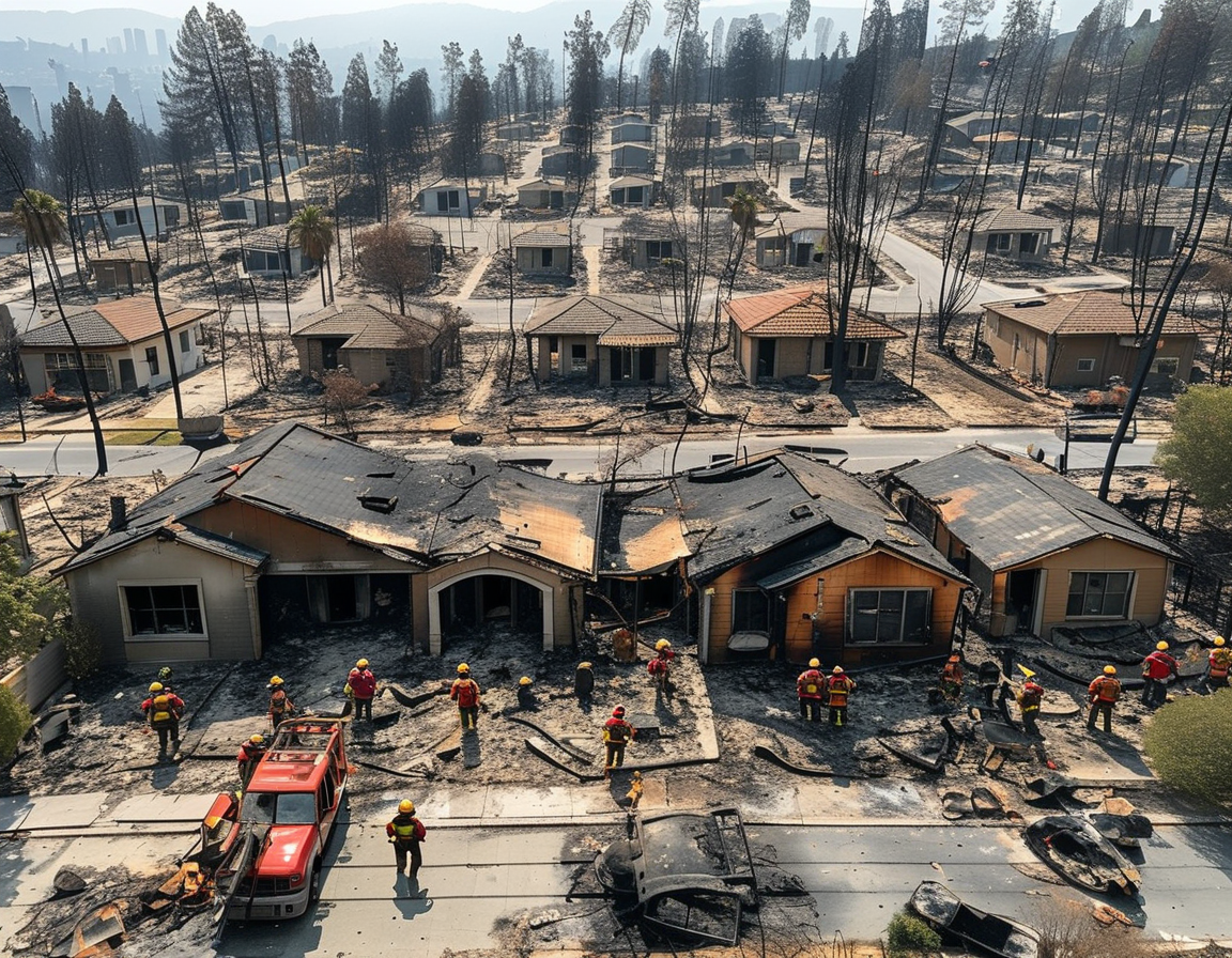 Billy Crystal and his wife standing in front of their charred home in Pacific Palisades, reflecting the emotional impact of the fire and their shared memories.