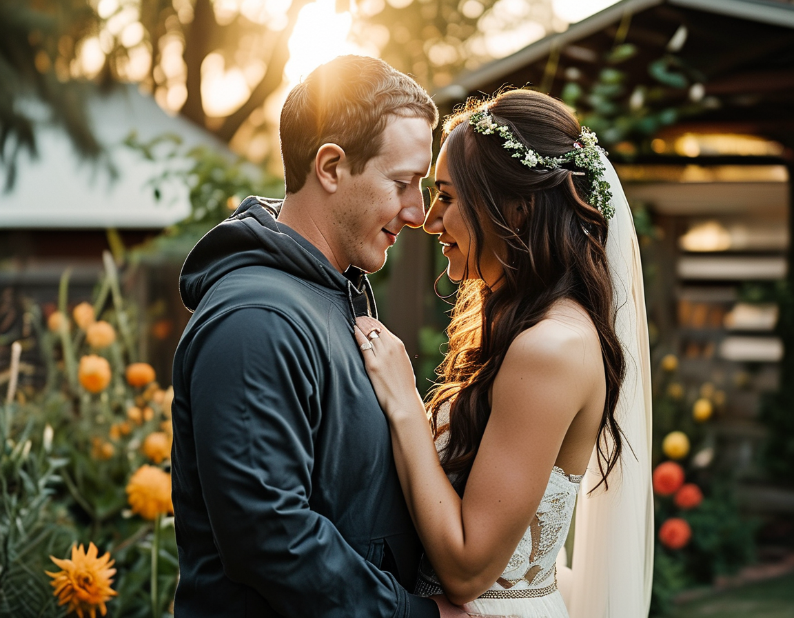 An artistic representation of the Zuckerberg-Chan family, showcasing their three daughters in a beautiful park setting, symbolizing family growth and unity.