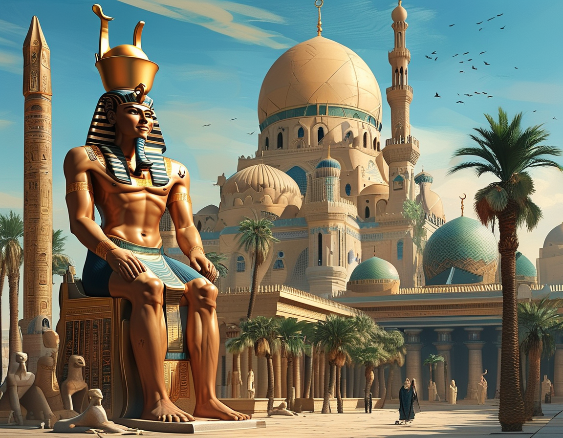 Depiction of a Coptic Orthodox Church during a holiday celebration, showcasing the community’s resilience and adaptation of ancient Egyptian traditions into their modern practices.