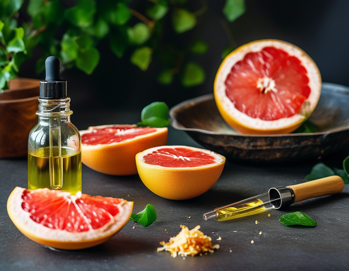 An inviting kitchen scene showing a rice cooker with dried grapefruit peels being infused with carrier oil, illustrating the ease of homemade essential oil extraction.