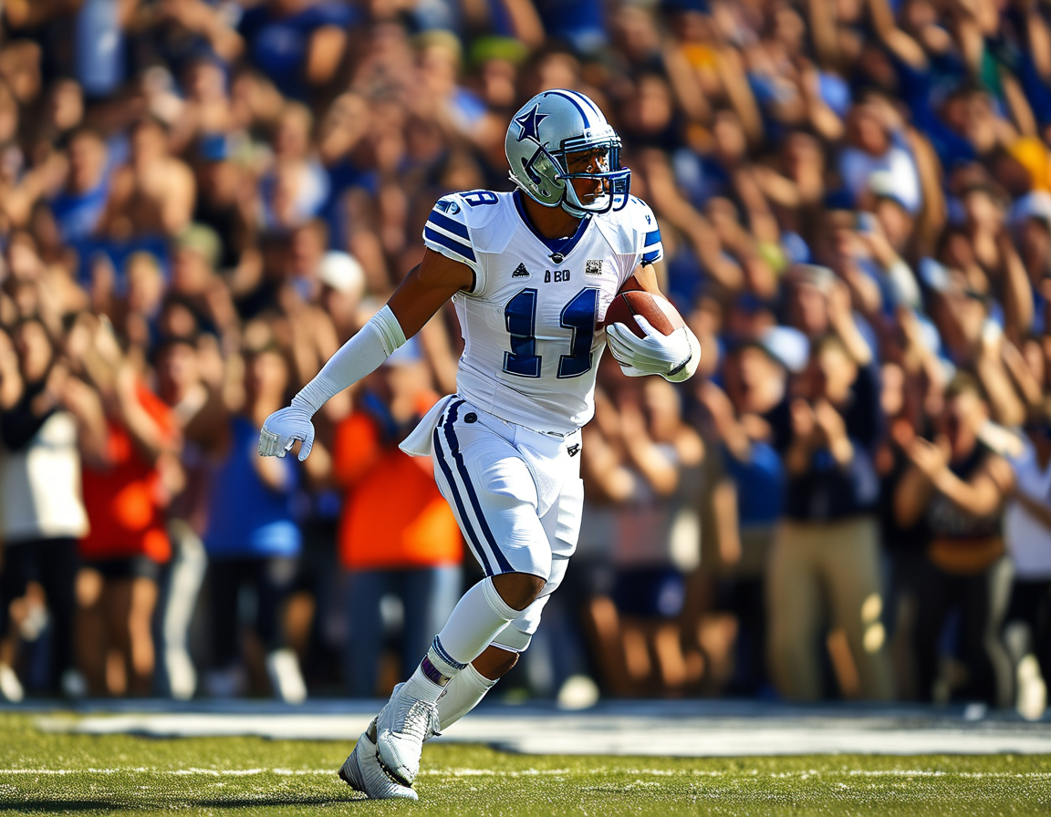 A split image showing Sam Darnold celebrating a touchdown and a graphic representation of potential contract scenarios for the Vikings.
