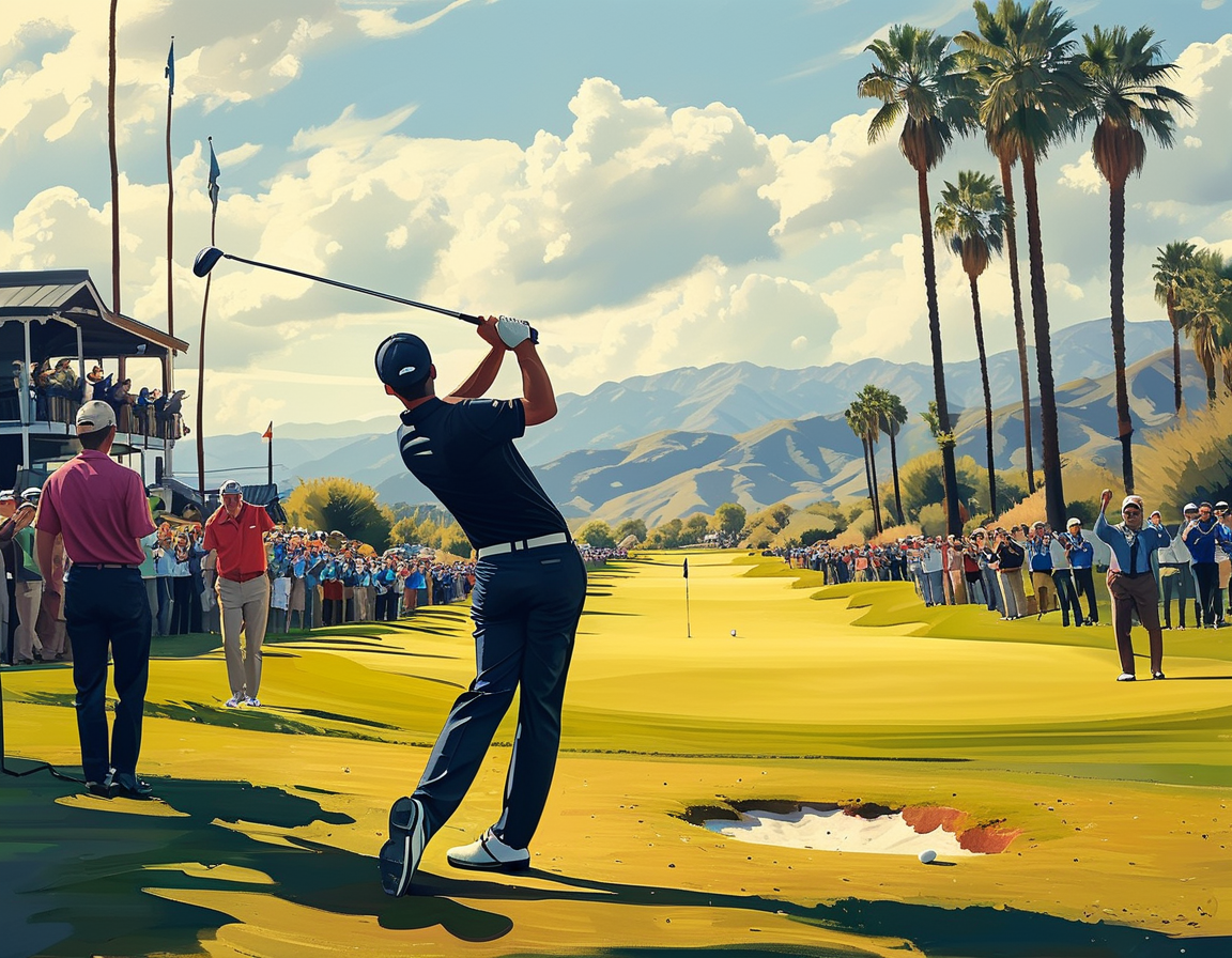 A close-up of Justin Thomas and Sungjae Im practicing on the green, showcasing their focus and determination ahead of The American Express.