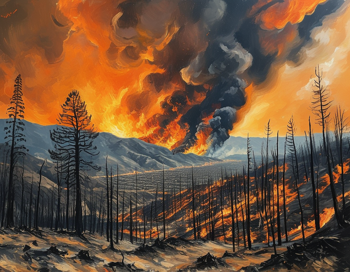 Firefighters battling the flames, showcasing their bravery and dedication as they work tirelessly to protect homes and lives during the ongoing wildfire crisis in Los Angeles.