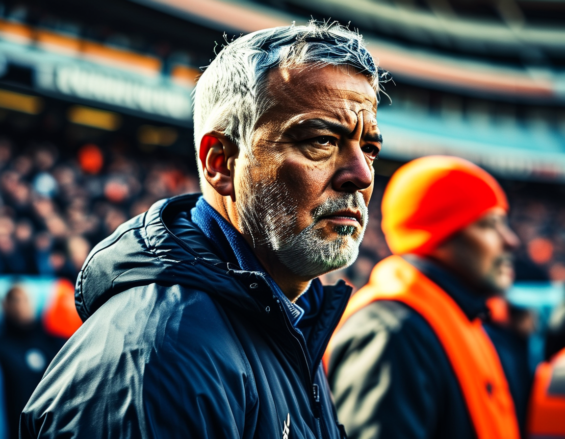 A somber image of Pep Guardiola on the sidelines during a Manchester City match, reflecting the pressure and personal challenges he faces amid his marital separation.