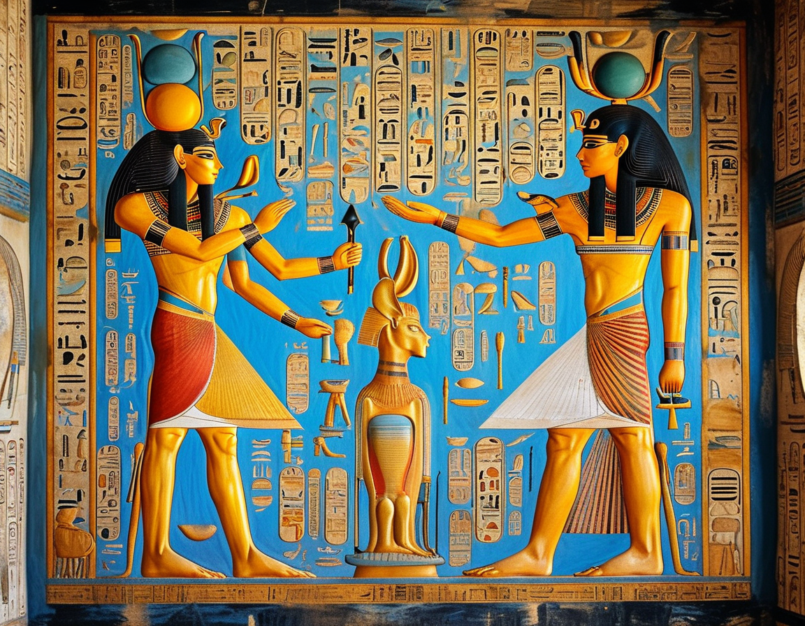 Ancient Egyptian artifacts displayed in a museum, showcasing their advanced techniques in art and science, illustrating the depth of their civilization.