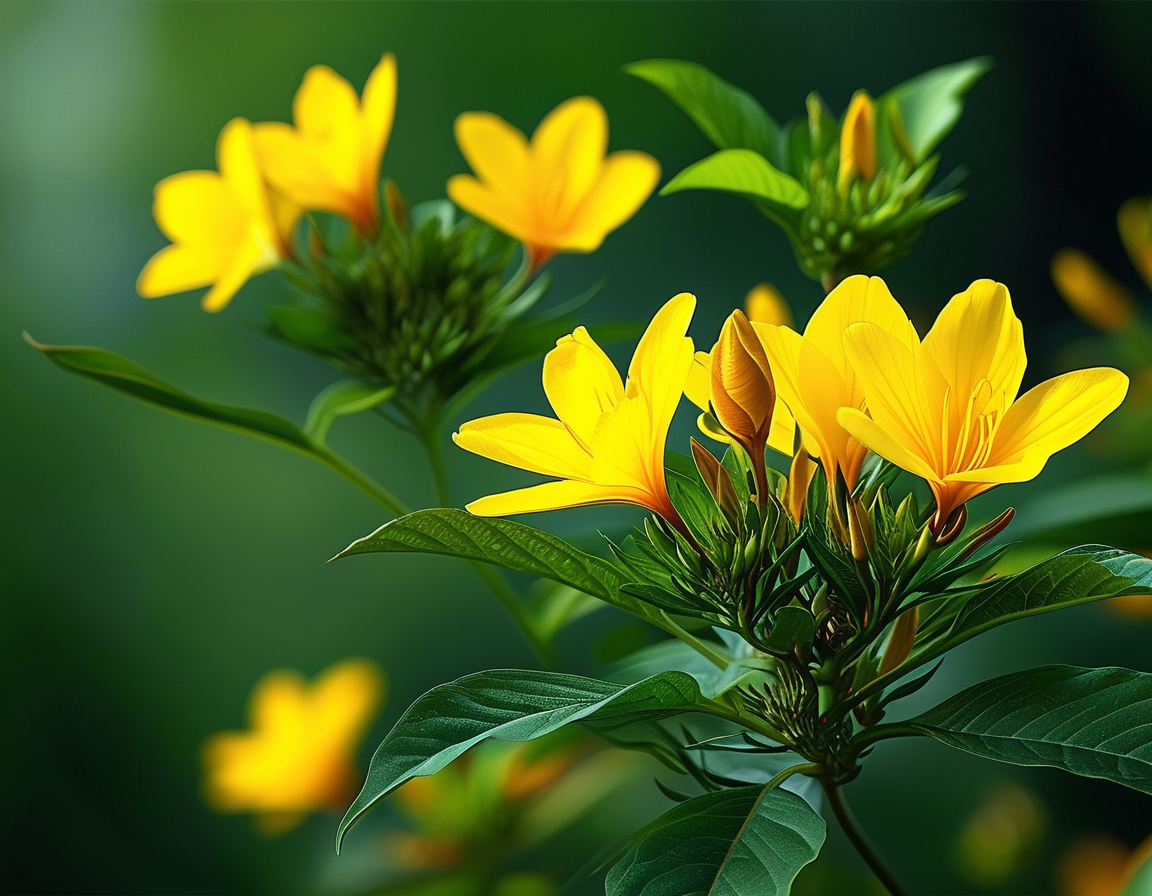 A vibrant image showcasing the bright yellow flowers of Senna Alata against a lush green backdrop, symbolizing its natural healing properties. The leaves are prominently displayed, indicating its use in traditional remedies.