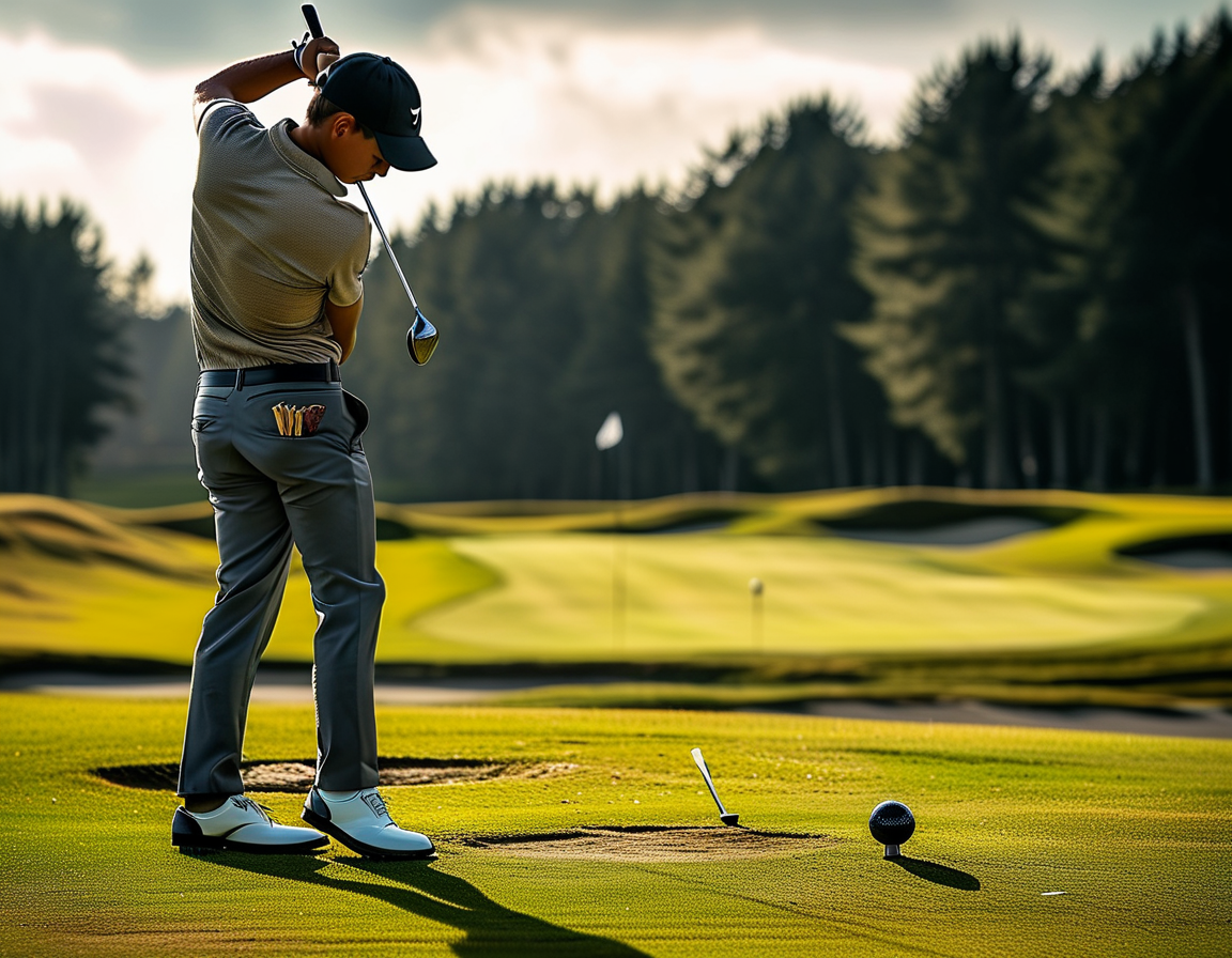 A young golfer, Blades Brown, practicing his swing on a golf course, showcasing his Callaway Apex MB '21 blade irons, with a focus on technique and determination.