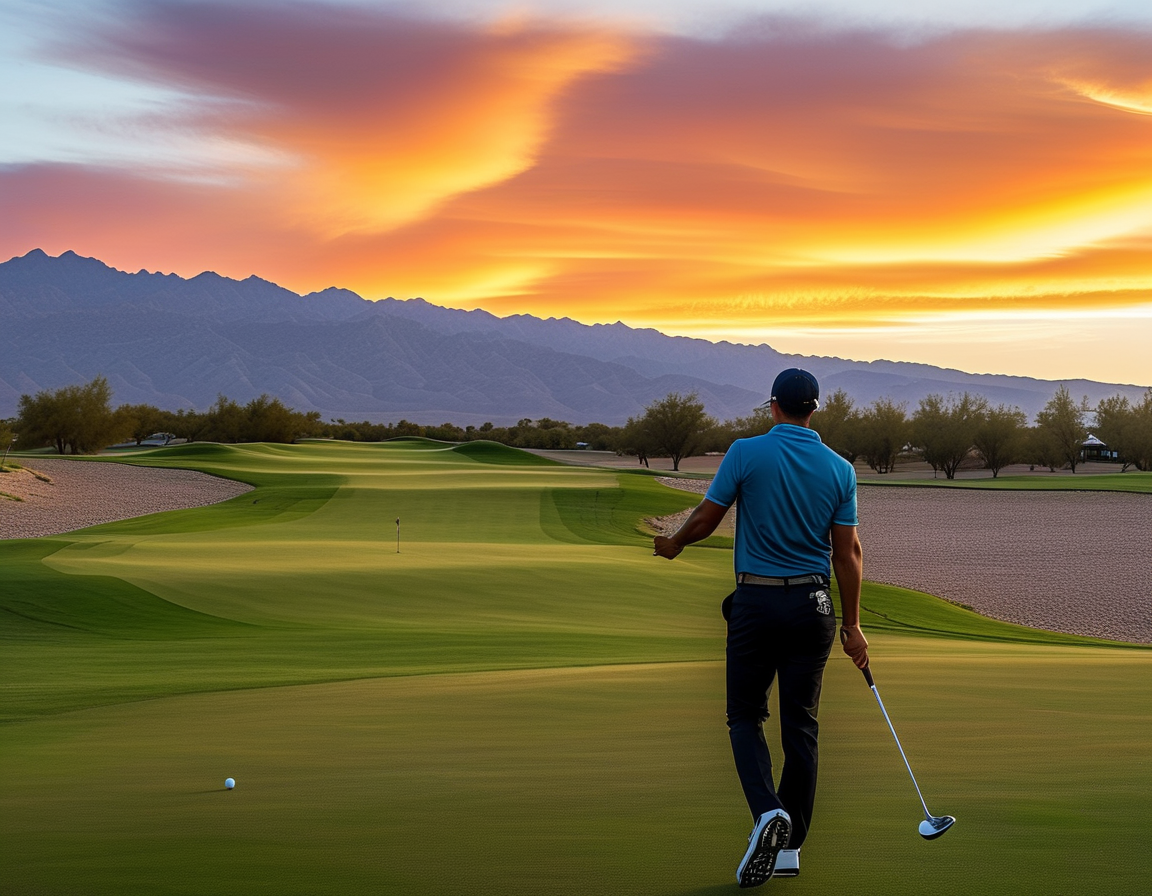 Justin Lower in action, teeing off during The American Express, displaying focus and determination against the stunning backdrop of the Nicklaus Tournament Course.