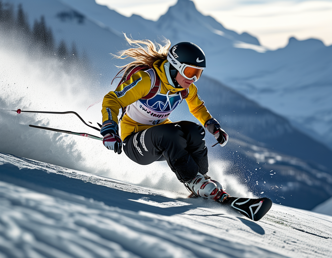 A close-up of Lindsey Vonn’s protective airbag deployment during her fall, emphasizing the importance of safety equipment in extreme sports.