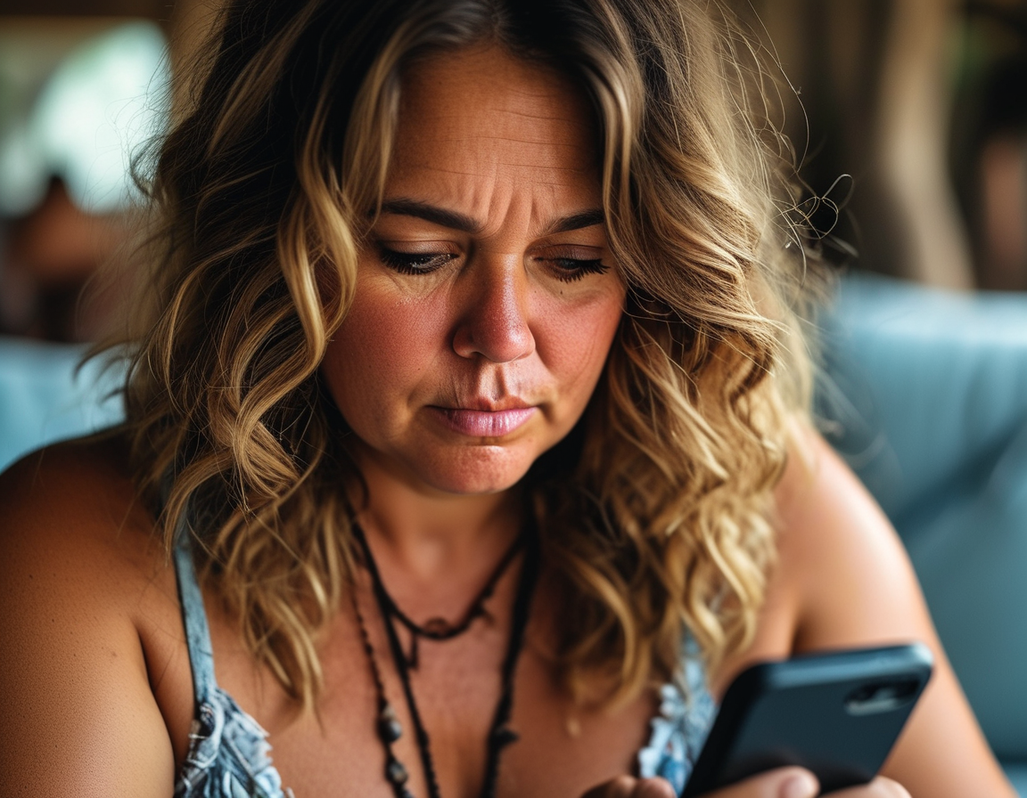 A tense family gathering where the woman shares her lottery win, revealing expressions of anger and disbelief from her family members reacting to her news.
