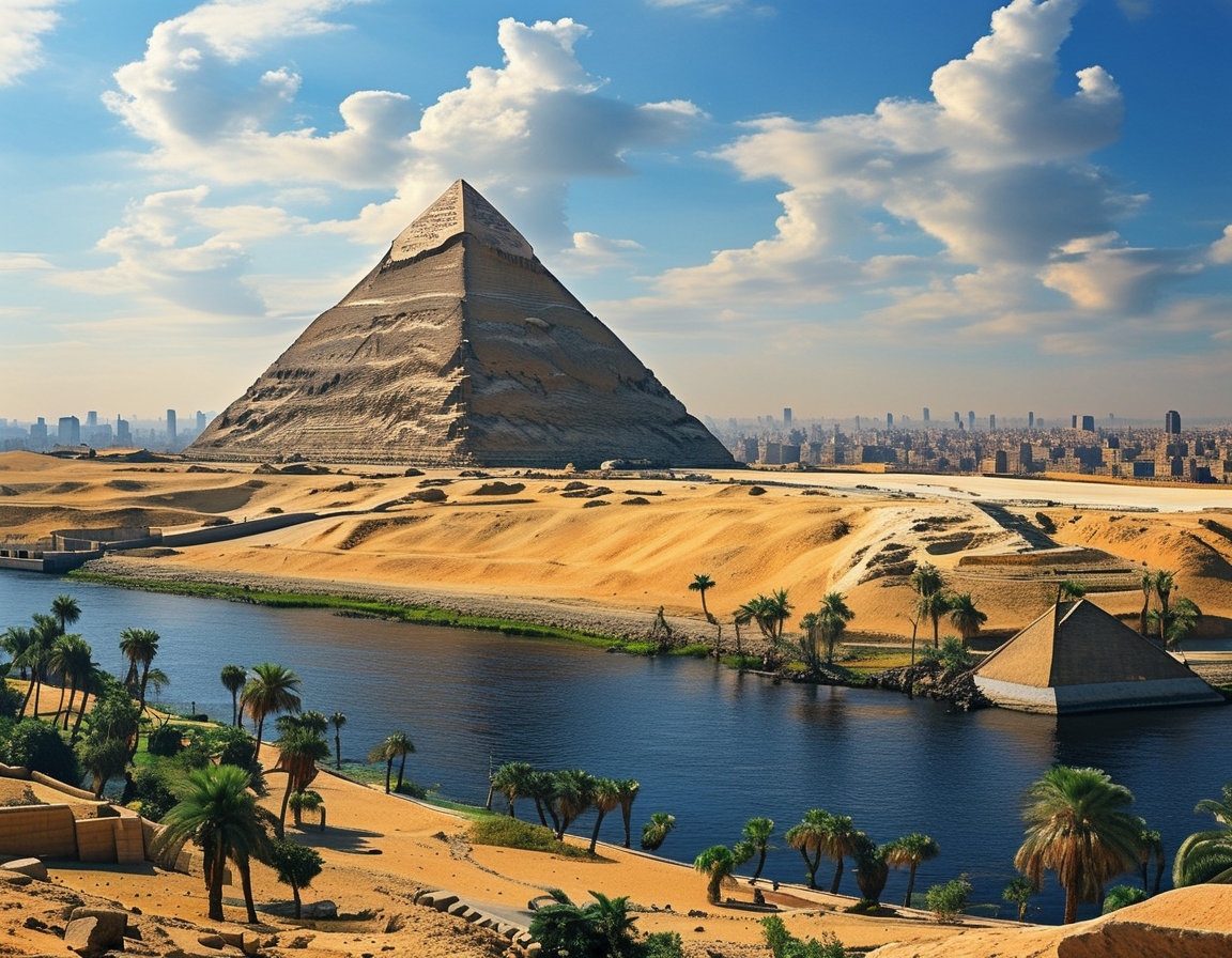 An artist's depiction of Pharaoh Hatshepsut overseeing trade along the Nile, showcasing the economic vitality of the Middle Kingdom.