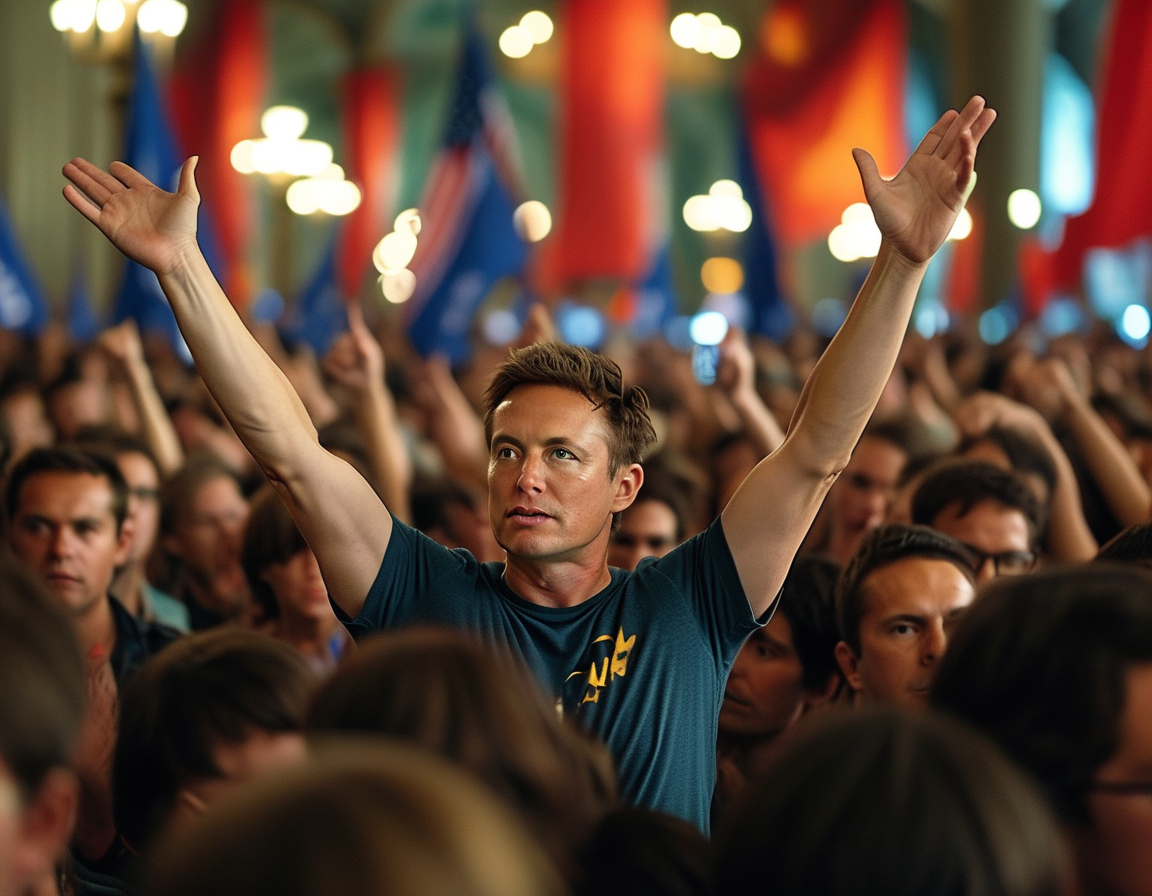 A split image showcasing various responses to Musk's gesture, with headlines from news articles and social media posts reflecting contrasting opinions about the ADL's defense and implications on anti-Semitism.