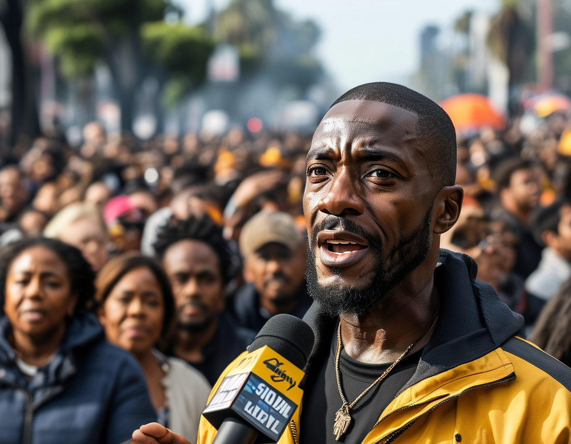 A visual representation of community members coming together, showing solidarity as they assist families displaced by wildfires, featuring diverse individuals helping one another.
