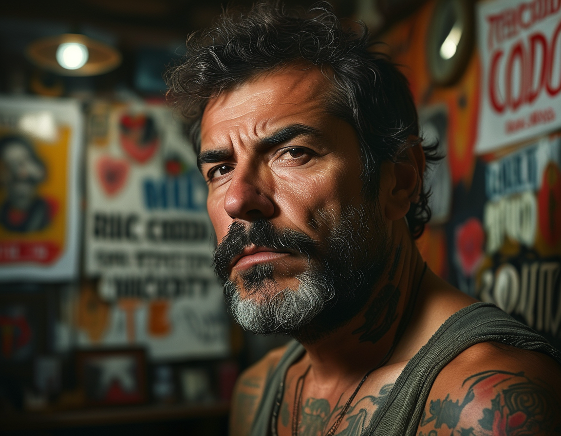 An image of a full-back tattoo design laid on a canvas, symbolizing the art of tattooing juxtaposed with cautionary lighting, indicating the risks involved in tattoo procedures.