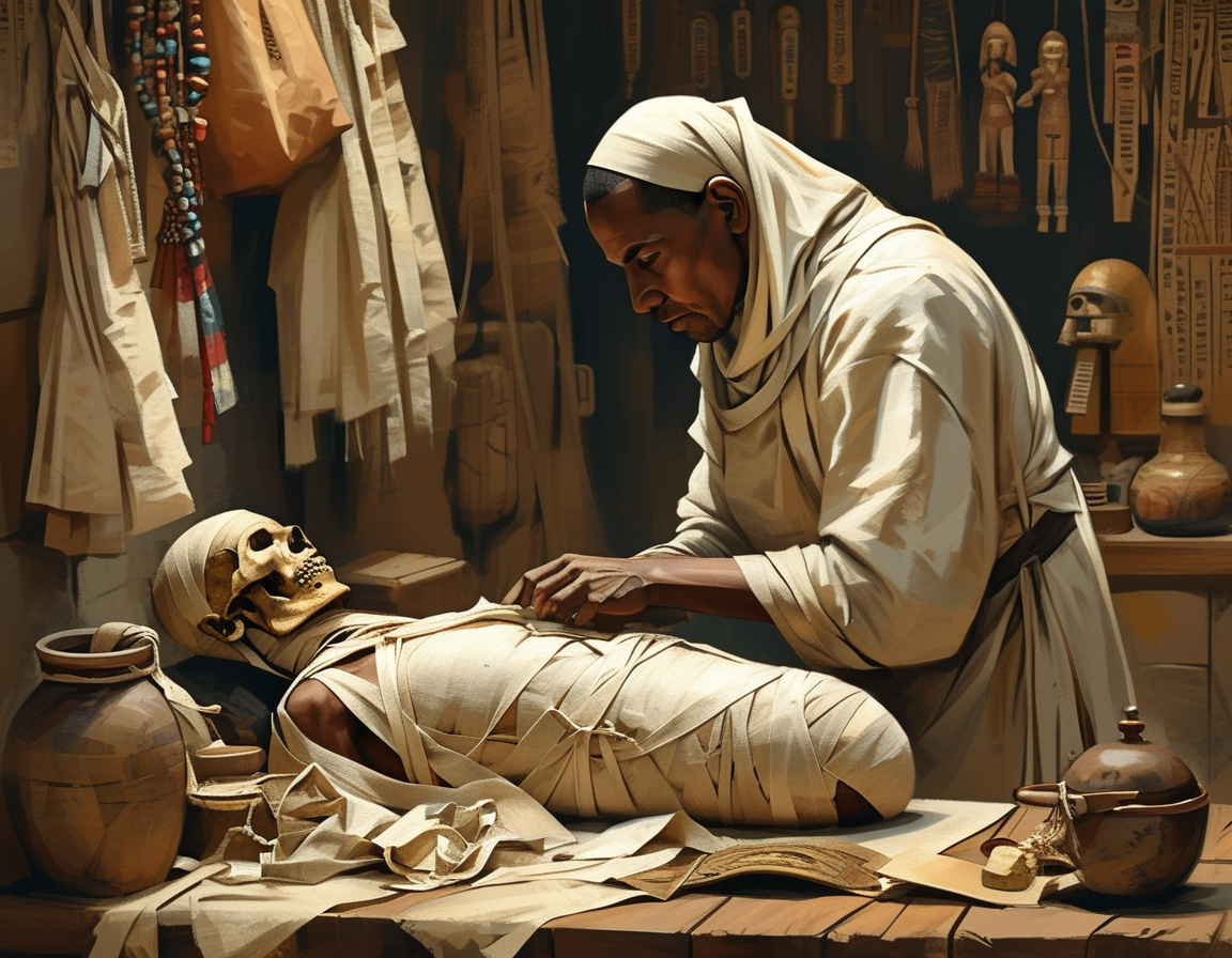 A view of King Tut's tomb, with researchers examining artifacts, capturing the intrigue and modern technology used to uncover the secrets of ancient Egypt.