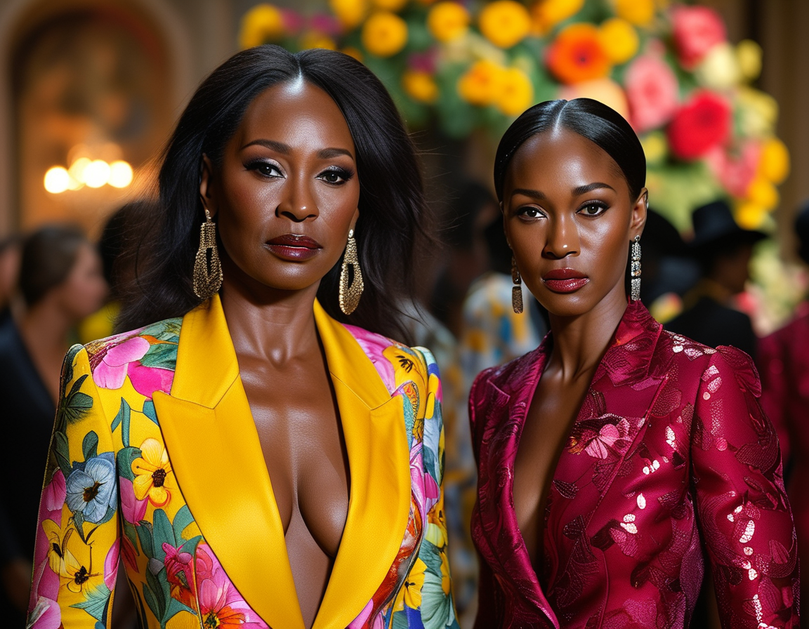The mesmerizing finale of Christian Siriano's collection with models showcasing stunning red gowns and the front row filled with celebrities celebrating art and fashion.