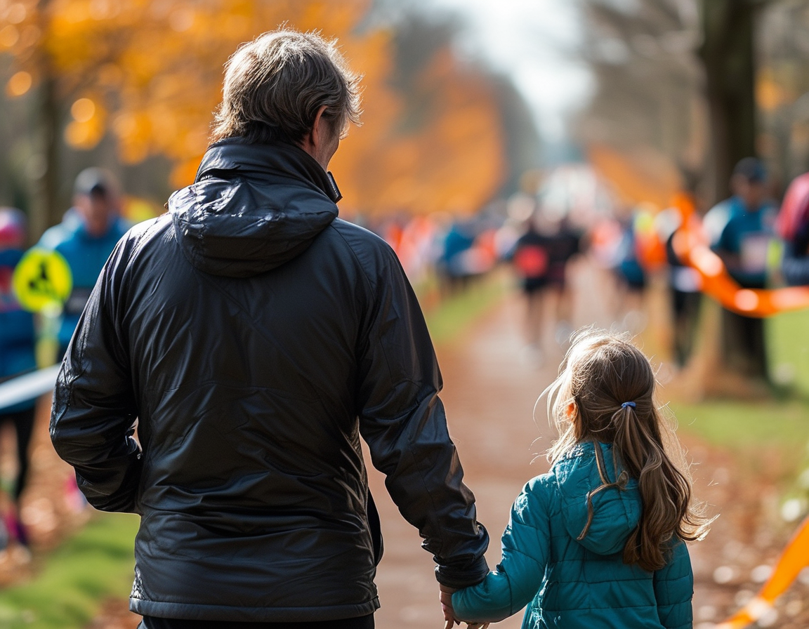 A close-up photo of a worn running shoe and a heartwarming photo of a father and daughter, representing the journey of grief turned into advocacy for brain cancer awareness.