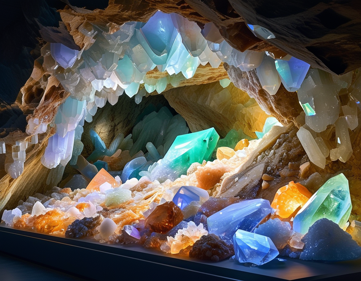 A panoramic view of the redesigned Halls of Gems and Minerals, featuring an array of colorful mineral specimens from around the globe.