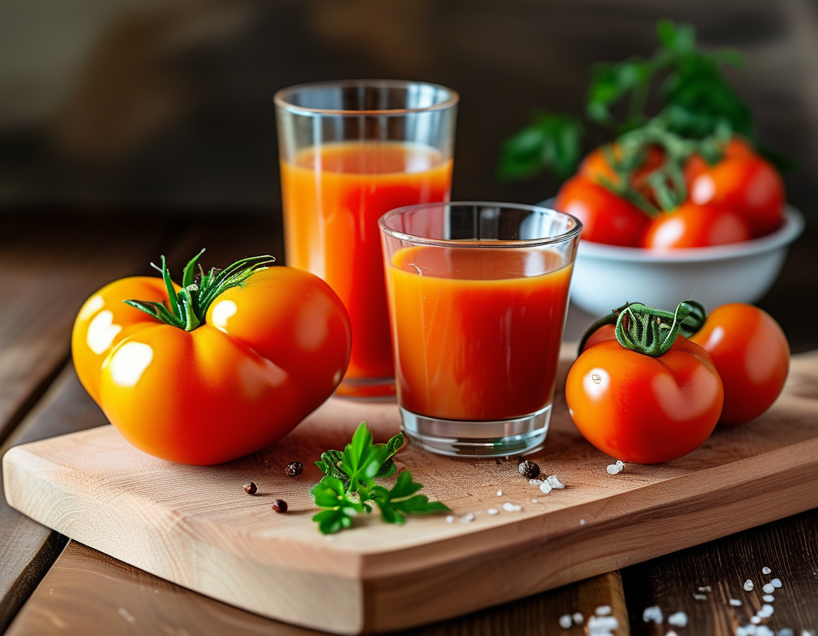 A serene image of a person applying a tomato mask to their face, emphasizing natural skincare routines and the beauty benefits of tomatoes.