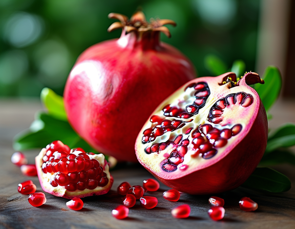 A glass of freshly squeezed pomegranate juice served alongside a bowl of pomegranate seeds, representing the refreshing and nutritious aspects of the fruit.