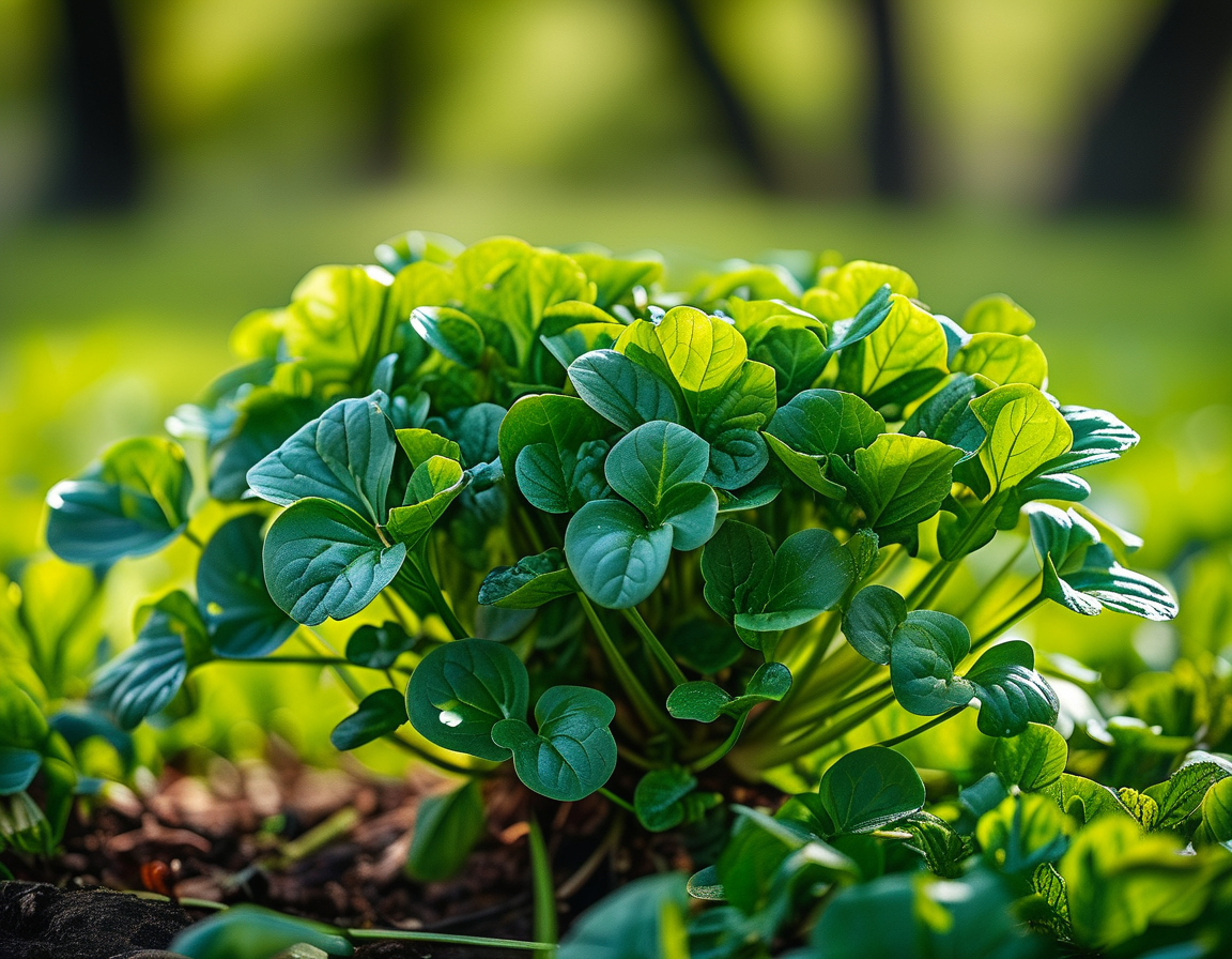 A picturesque view of a person foraging for wild spinach in a sunlit field, carefully examining the leafy greens and enjoying the connection with nature.