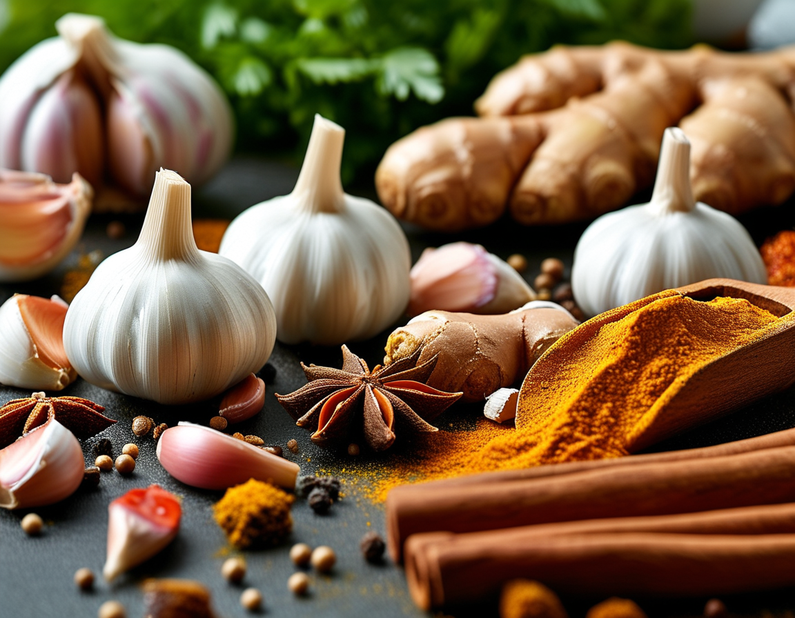 An artistic arrangement of spices including cloves and black pepper with colorful fruits like pineapple, highlighting their unexpected culinary uses.