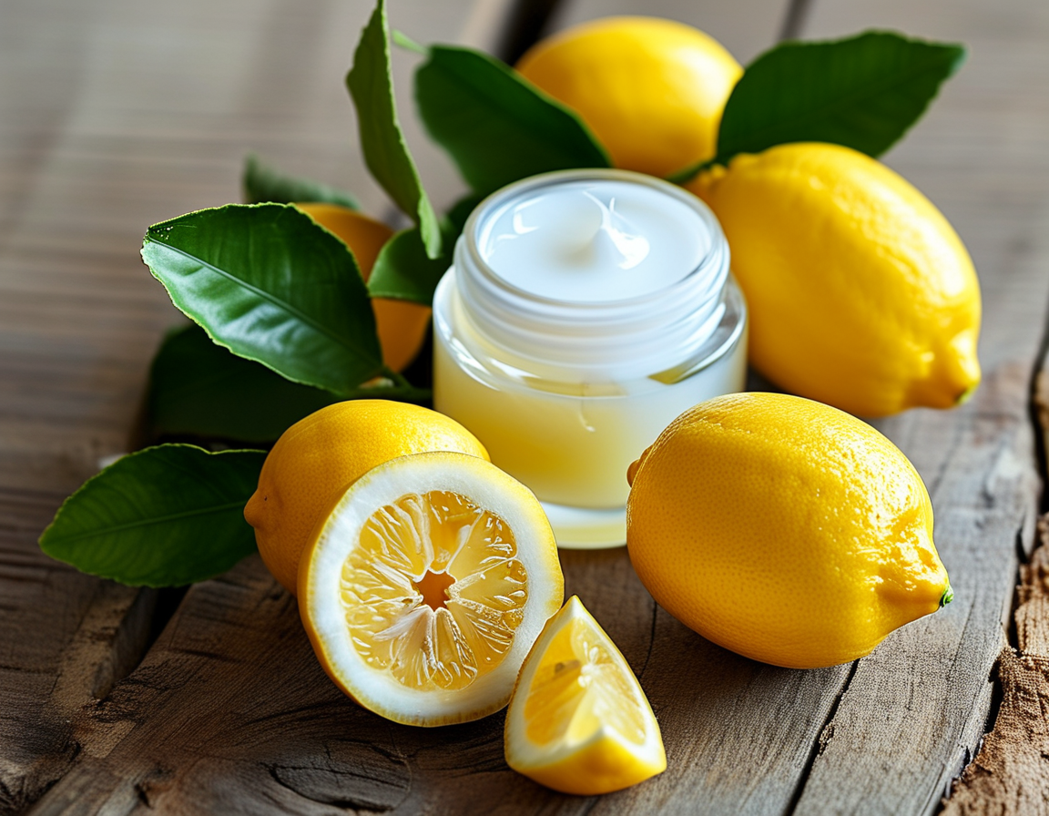 An inviting setting with a skincare routine featuring a small bowl of lemon juice next to a pot of Vaseline, signifying the simplicity and accessibility of natural skincare treatments.