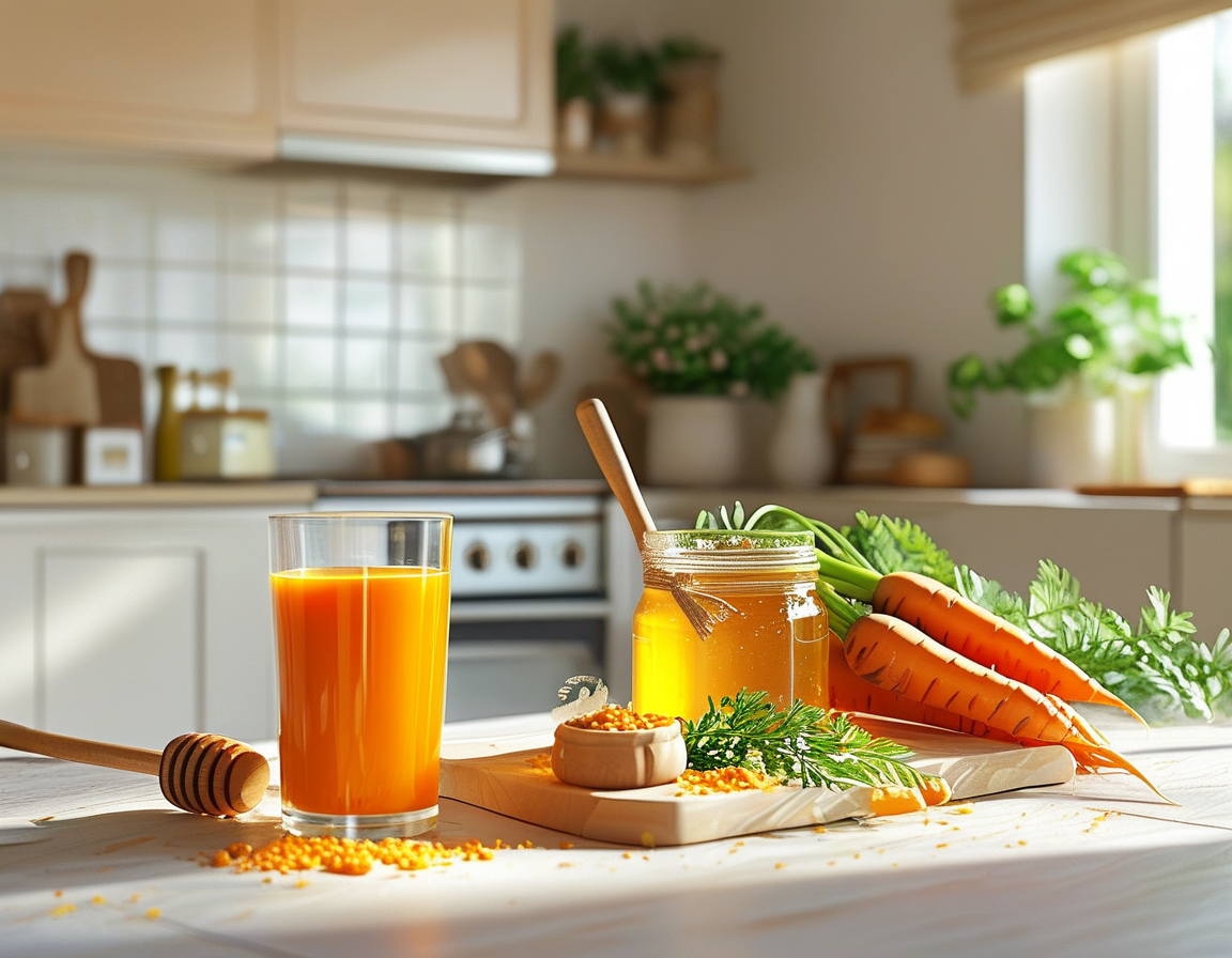 A close-up of a jar filled with a thick mixture of carrot juice and honey, being gently applied to the neck area, illustrating the skincare routine discussed in the article.