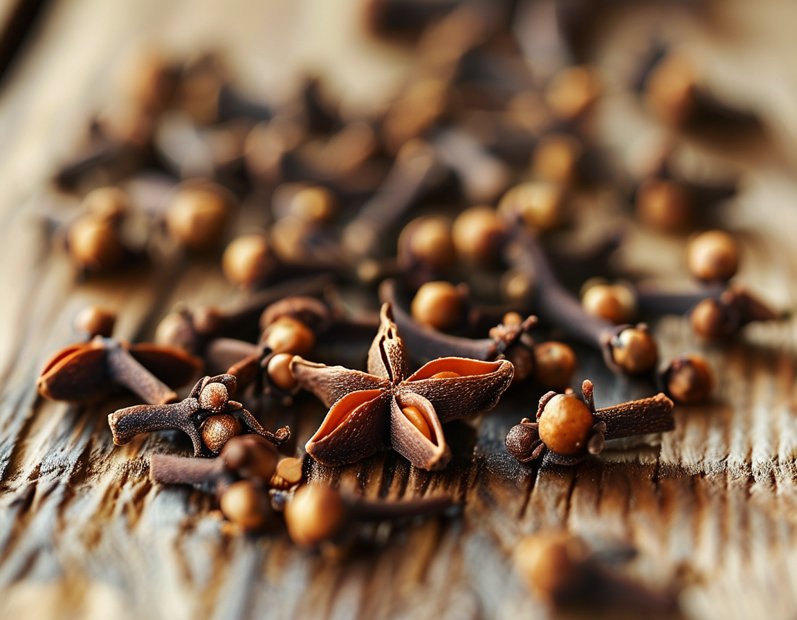 An assortment of dishes seasoned with cloves, including spiced apple cider and holiday cookies, highlighting their culinary versatility and aromatic flavor in festive meals.