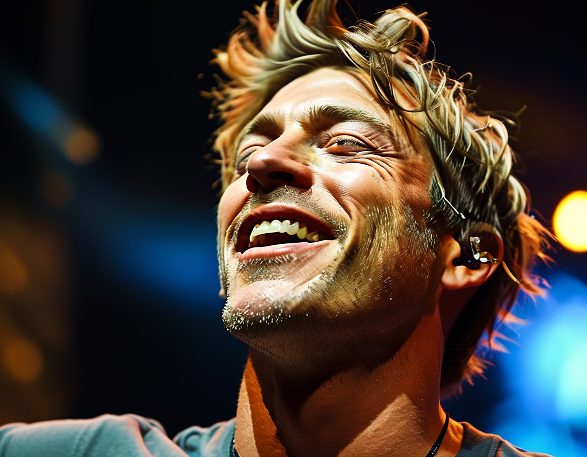 A close-up image of Ronnie Platt smiling while performing on stage, capturing the spirit of resilience and hope amidst his health challenges.