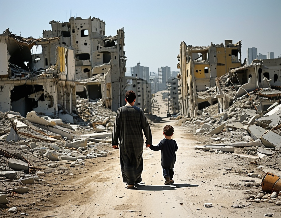 A tense scene depicting a lawyer in a Toronto office reviewing documents related to the lawsuit on behalf of Palestinian families, showcasing the intersection of law and humanitarian issues.