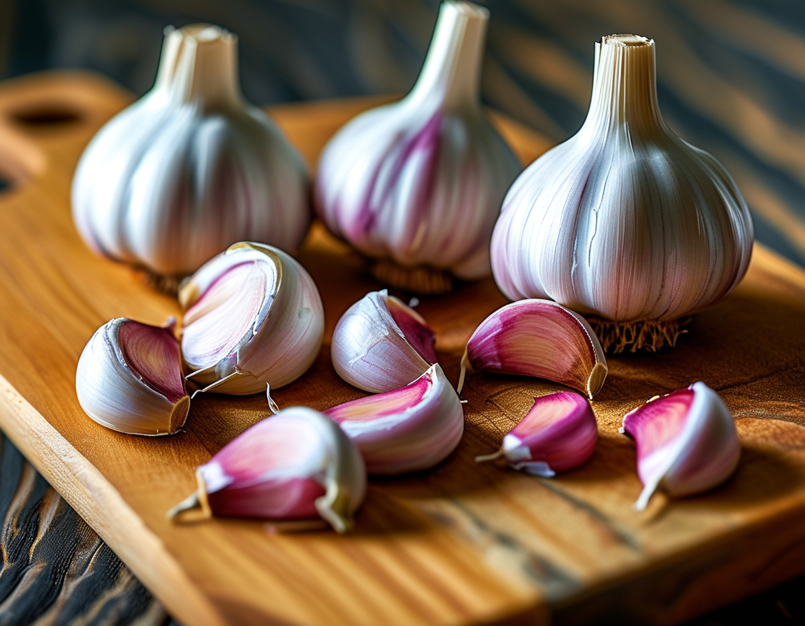 A collage of garlic in various forms: fresh bulbs, crushed garlic, and garlic powder, emphasizing its versatility as a natural remedy for health.