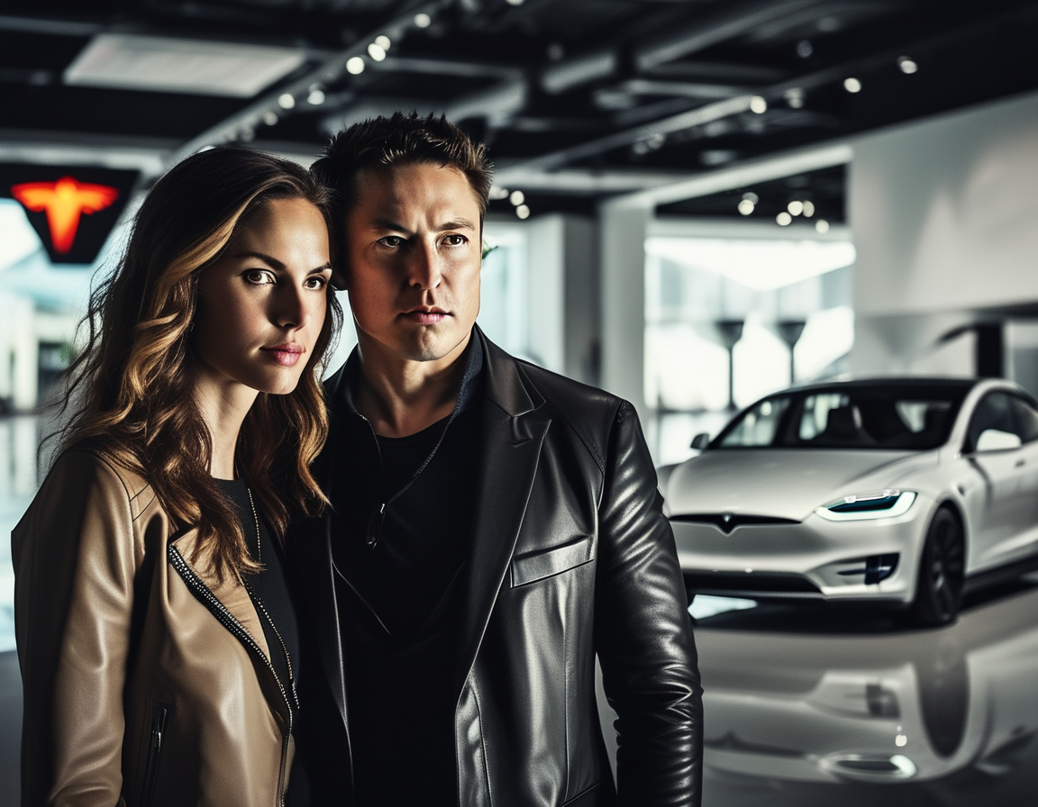 Young Elon Musk and His Wife: A Throwback in a Tesla Showroom